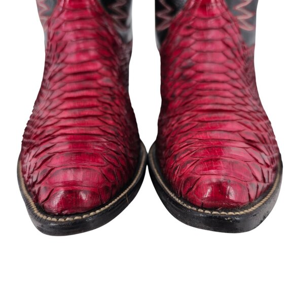 Vintage Mens size 11.5D Red Python Exotic Snakeskin Leather Cowboy Western Boots - Picture 3 of 16